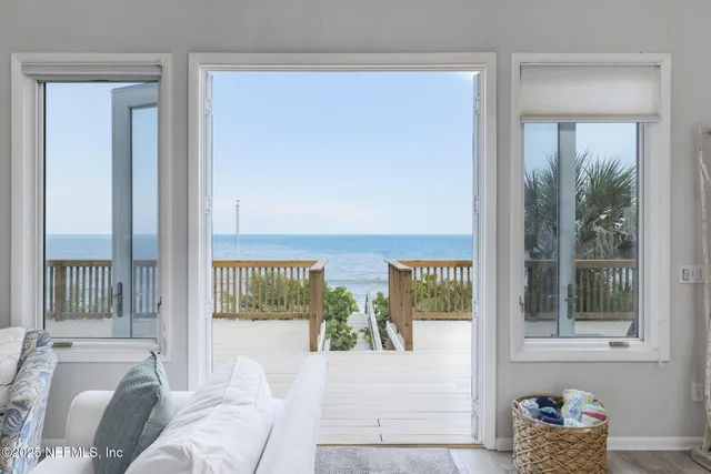 a view of balcony and deck with wooden floor
