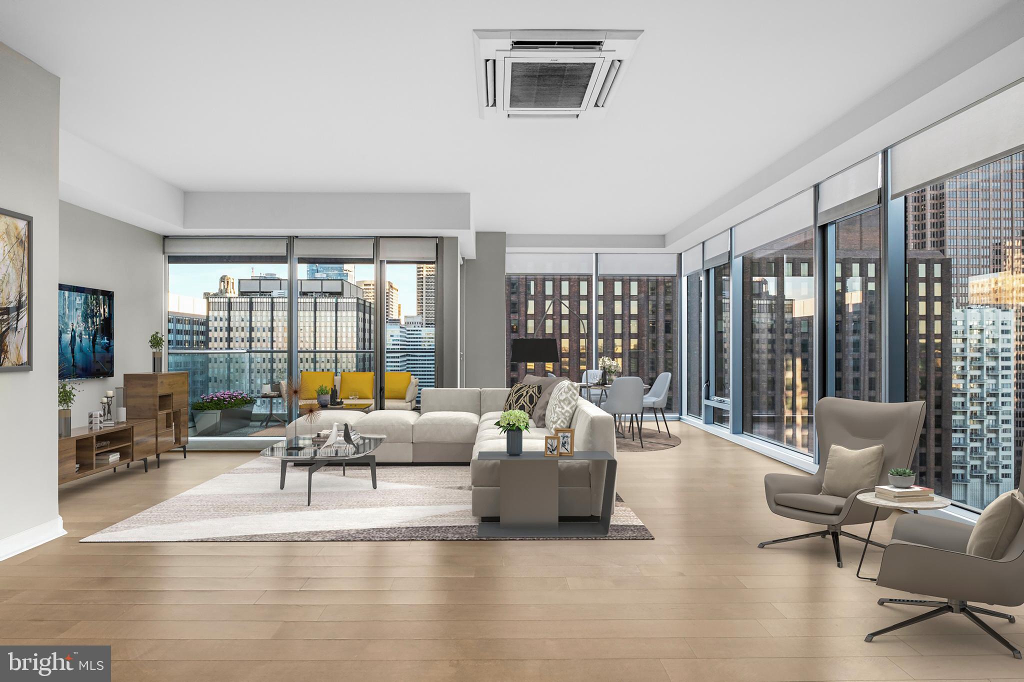 200 North 16th Street, Unit 1624 Philadelphia, PA 19102 - Photo 1 of 66 a living room with furniture and a large window