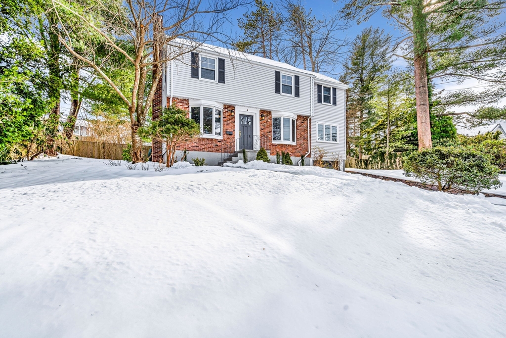 4 Retrop Road Natick, MA 01760 - Photo 3 of 26 a view of a white house with a large tree with plants