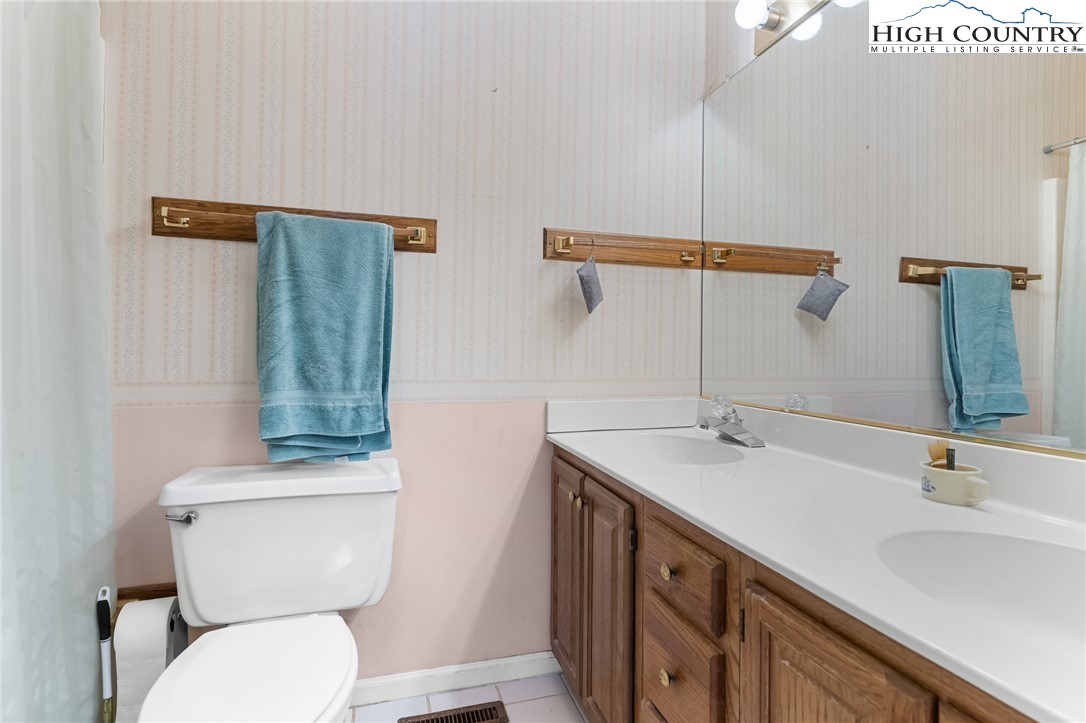 120 Village Road Glade Valley, NC 28627 - Photo 22 of 30 a bathroom with a sink a toilet and mirror