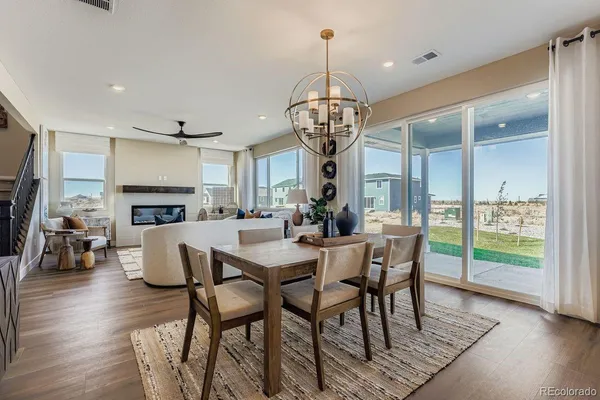 a living room with furniture or couches and a view of kitchen