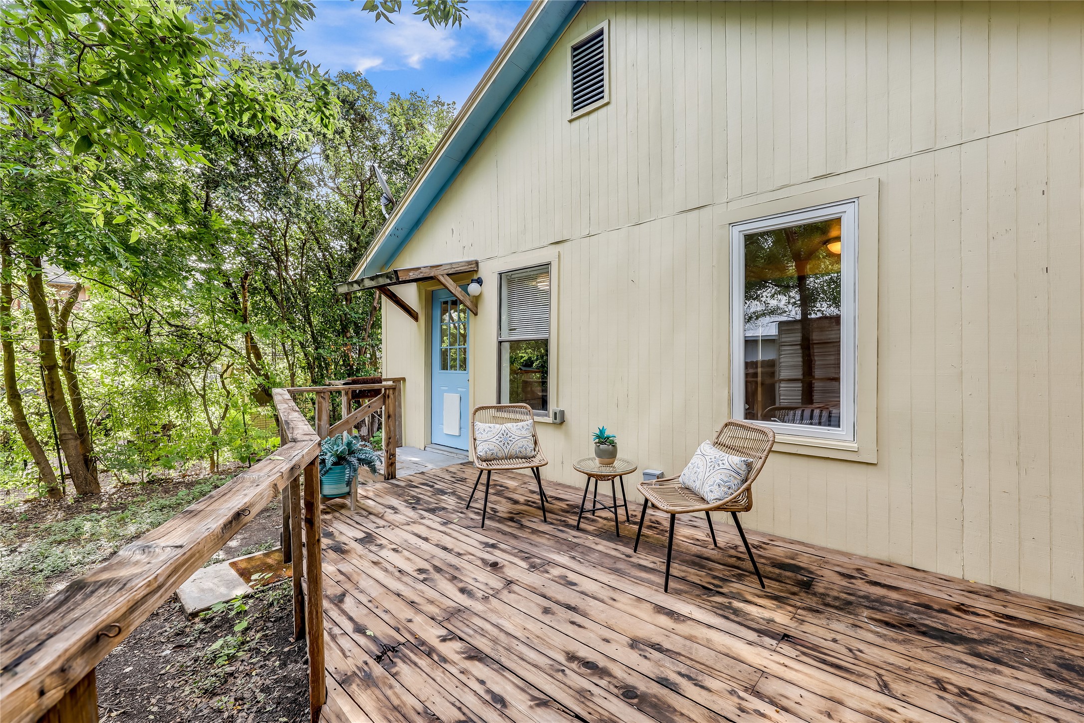 1908 East 21st Street, Unit 1 AND 2 Austin, TX 78722 - Photo 34 of 38 This generous wooden deck off the front house kitchen was built by a local musician!