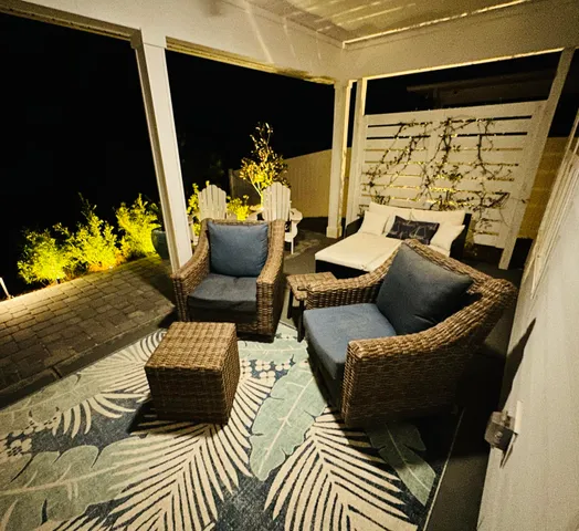 a outdoor living space with furniture