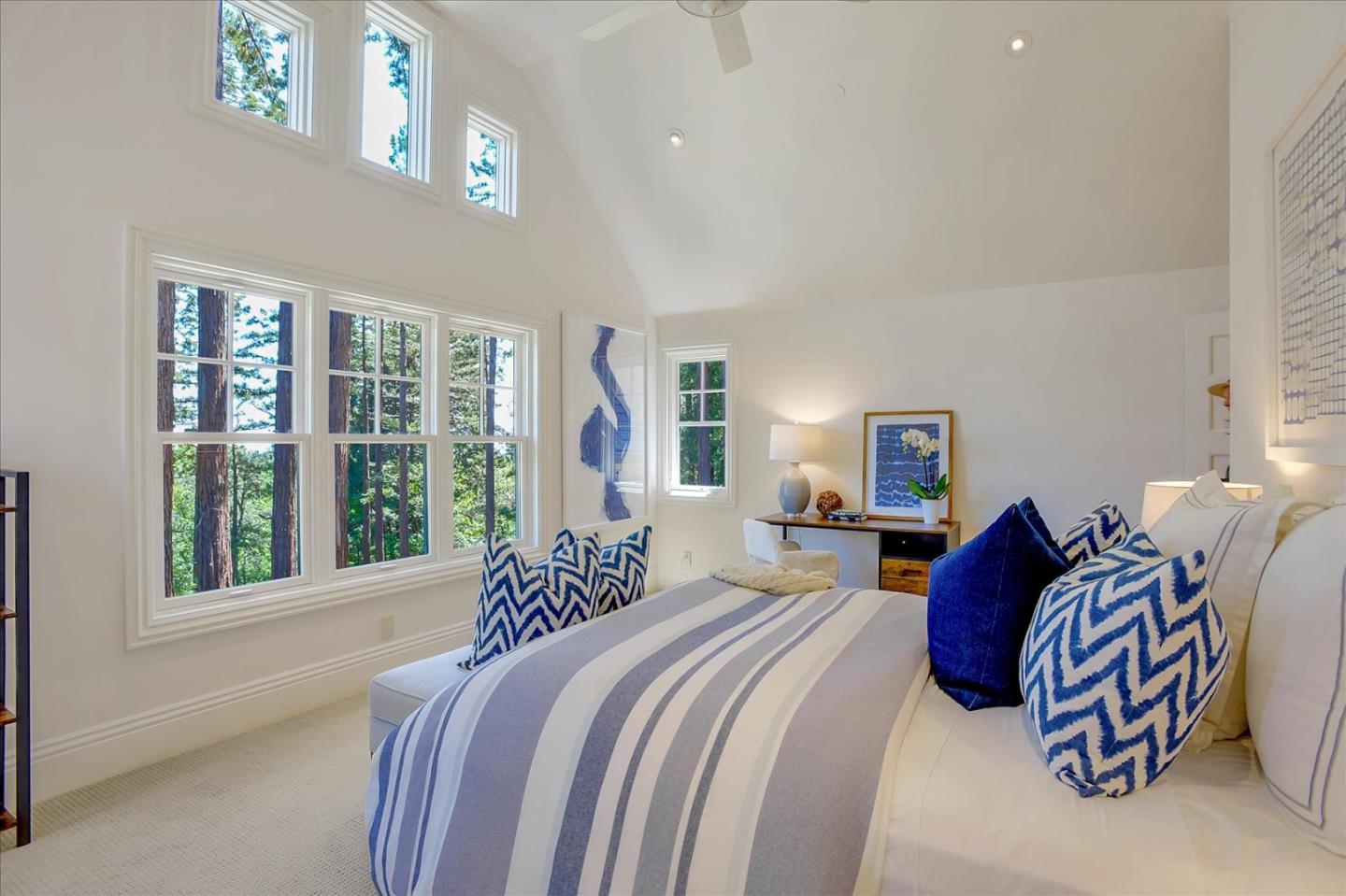 700 Patrol Road Woodside, CA 94062 - Photo 30 of 55 a bedroom with a bed and a large window