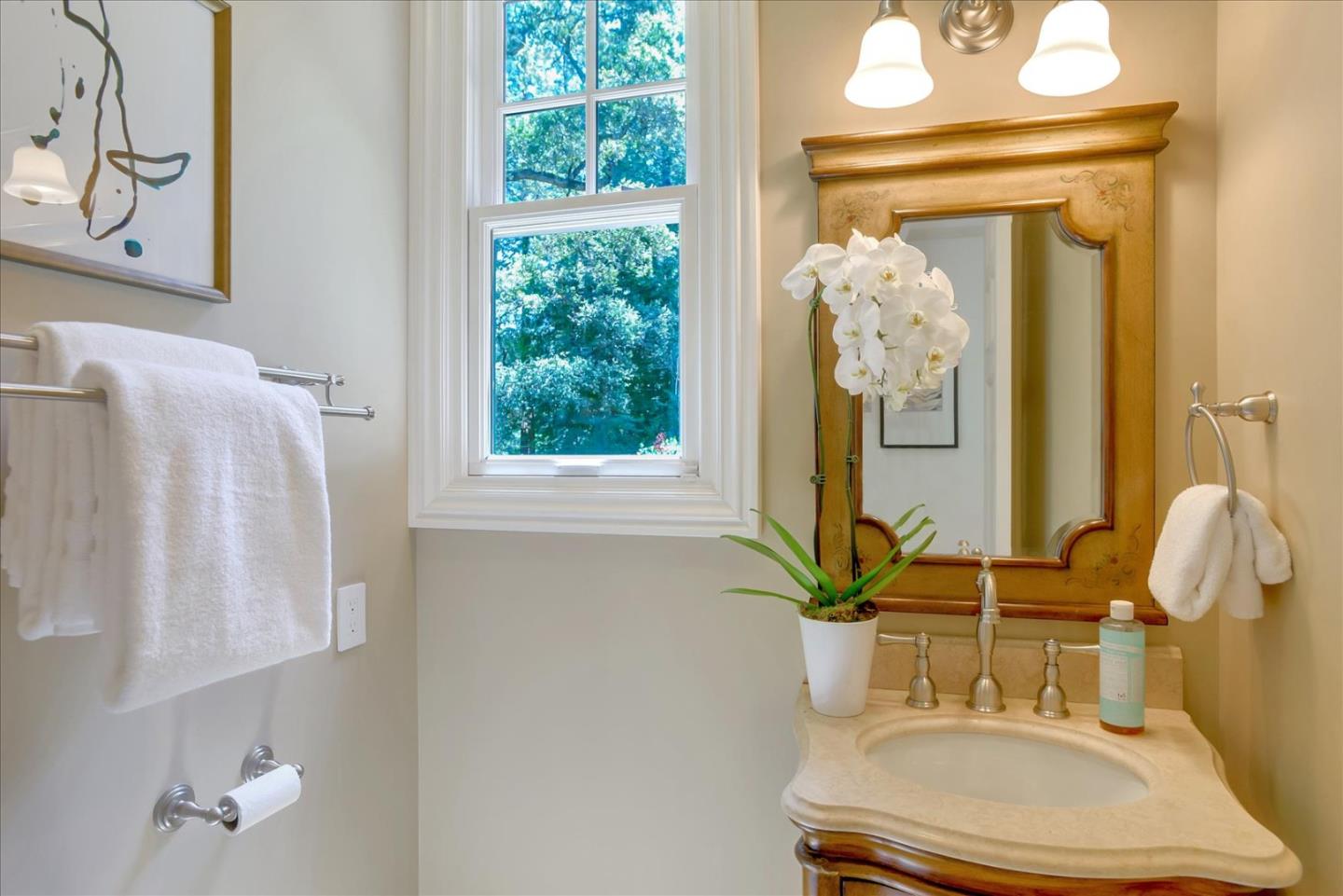 700 Patrol Road Woodside, CA 94062 - Photo 41 of 55 a bathroom with a sink a toilet and a mirror