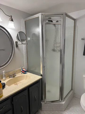 an aerial view of lake and city