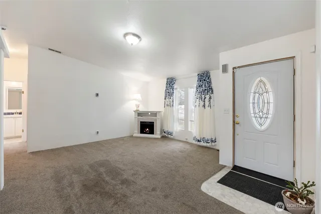 an empty room with windows