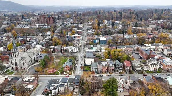 an aerial view of a city