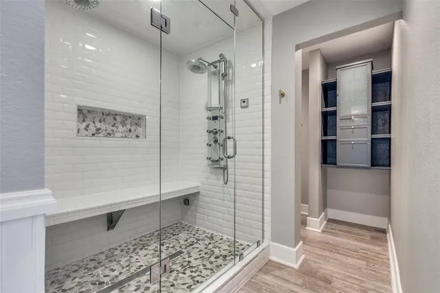 a bathroom with a shower