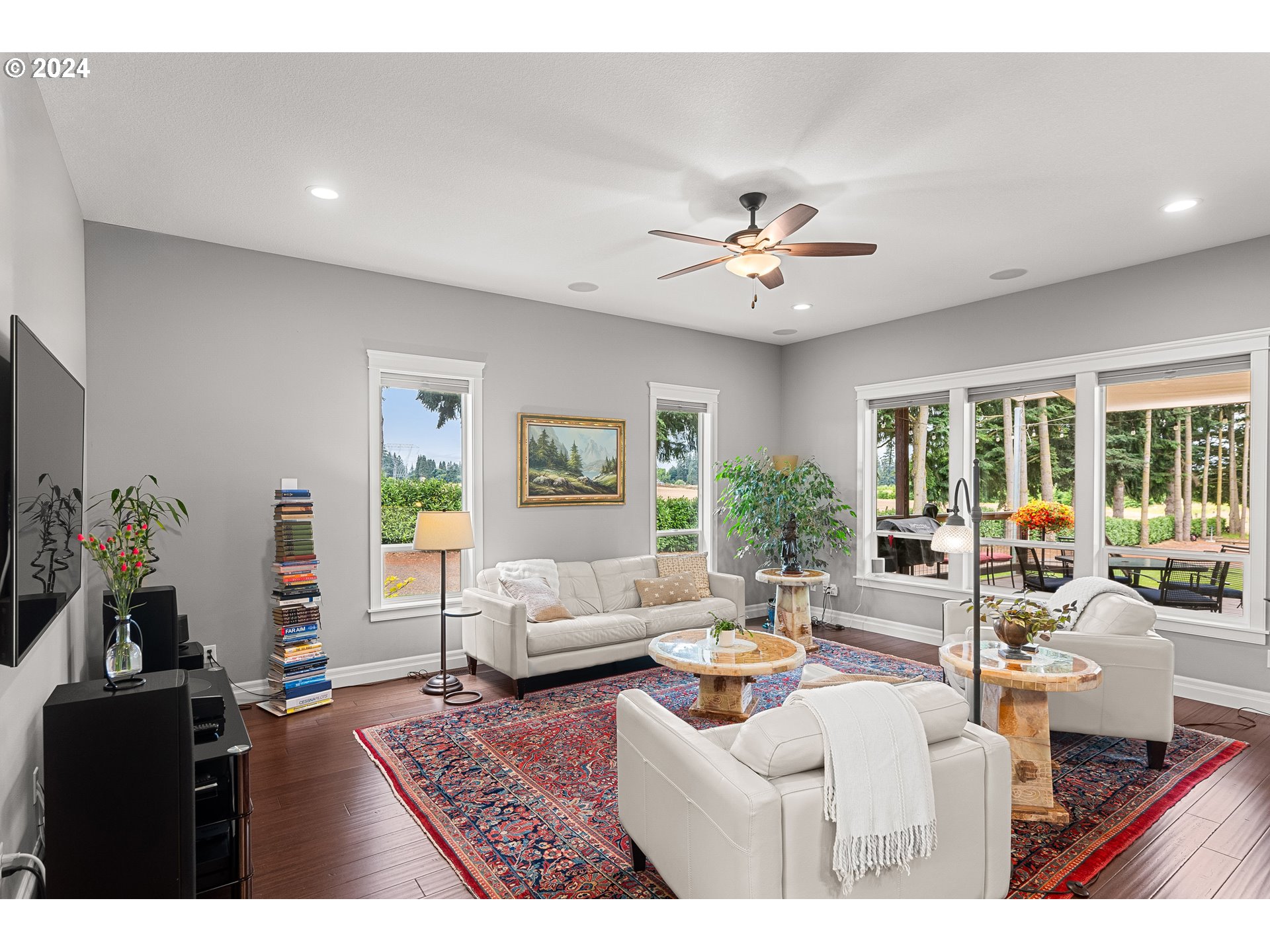 25595 South Rhoten Road Aurora, OR 97002 - Photo 12 of 48 a living room with furniture potted plant and a large window