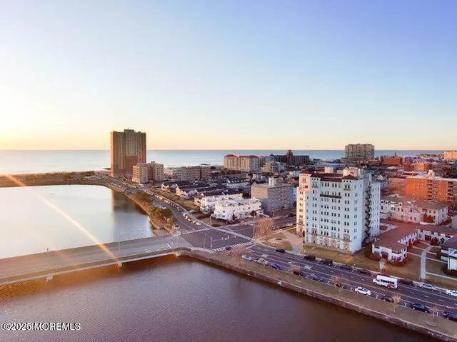 a city view with tall buildings