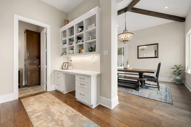 a view of kitchen and windows