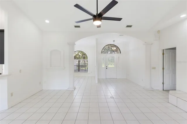 a view of a livingroom with a fan