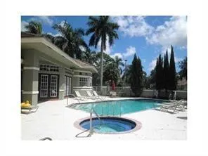 a view of a backyard with plants and palm tree