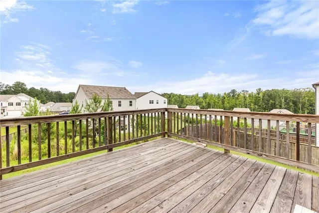 a view of a wooden roof deck