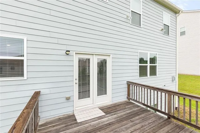 a view of a wooden deck