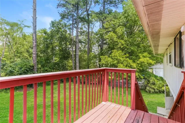 a view of wooden deck