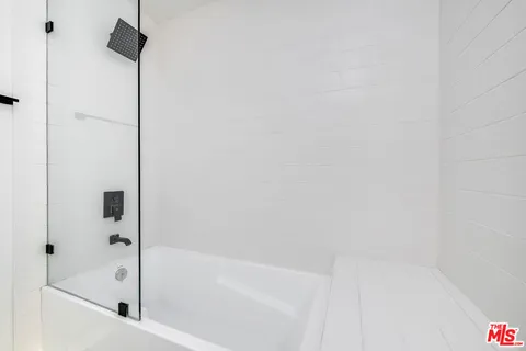 a bathroom with a bathtub