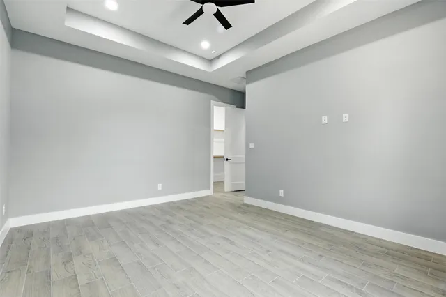 a view of an empty walk in closet