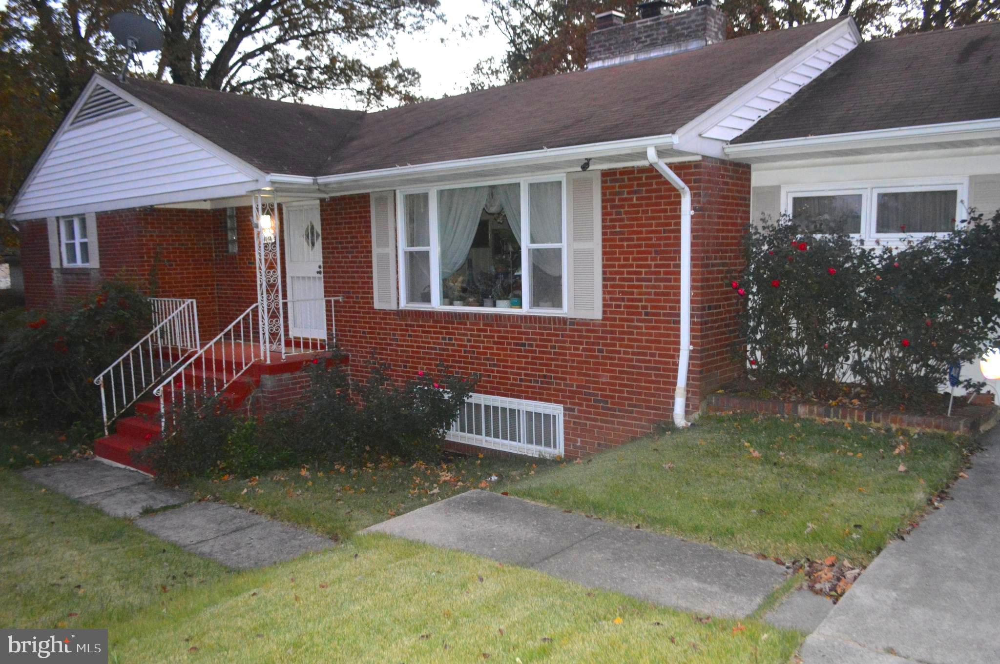 Side Angle of the Front of this All Brick Rambler