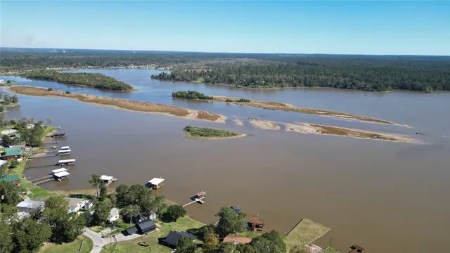a view of a lake with a mountain
