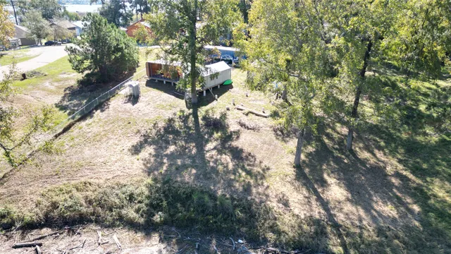 a view of a yard with a tree
