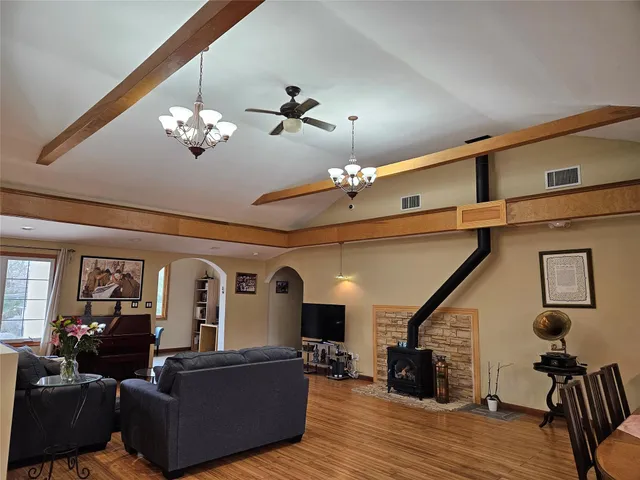 a living room with furniture