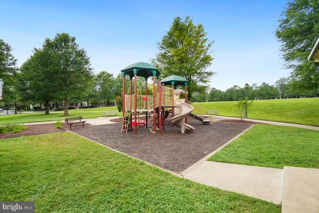 a view of a park with slide