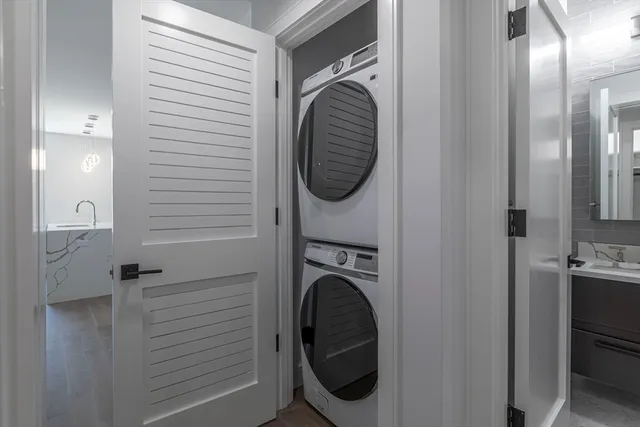 a utility room with dryer and washer