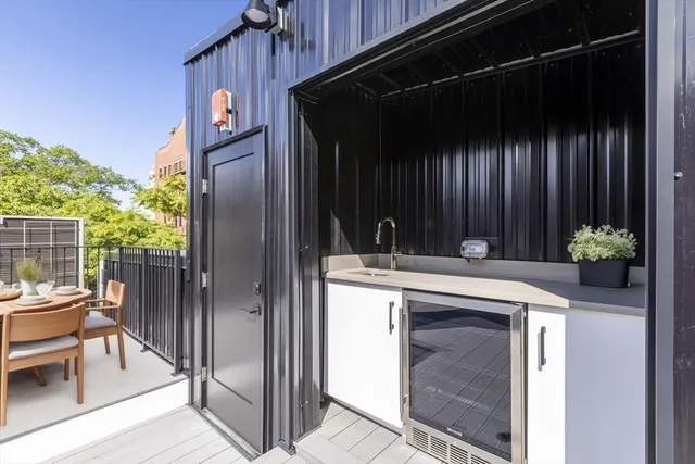 a view of a balcony with city view