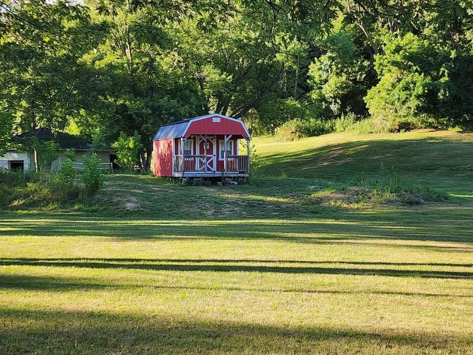 a view of a yard in front of a house with a yard