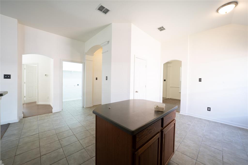 317 Parakeet Drive Little Elm, TX 75068 - Photo 7 of 17 a kitchen with a cabinet a refrigerator and a sink