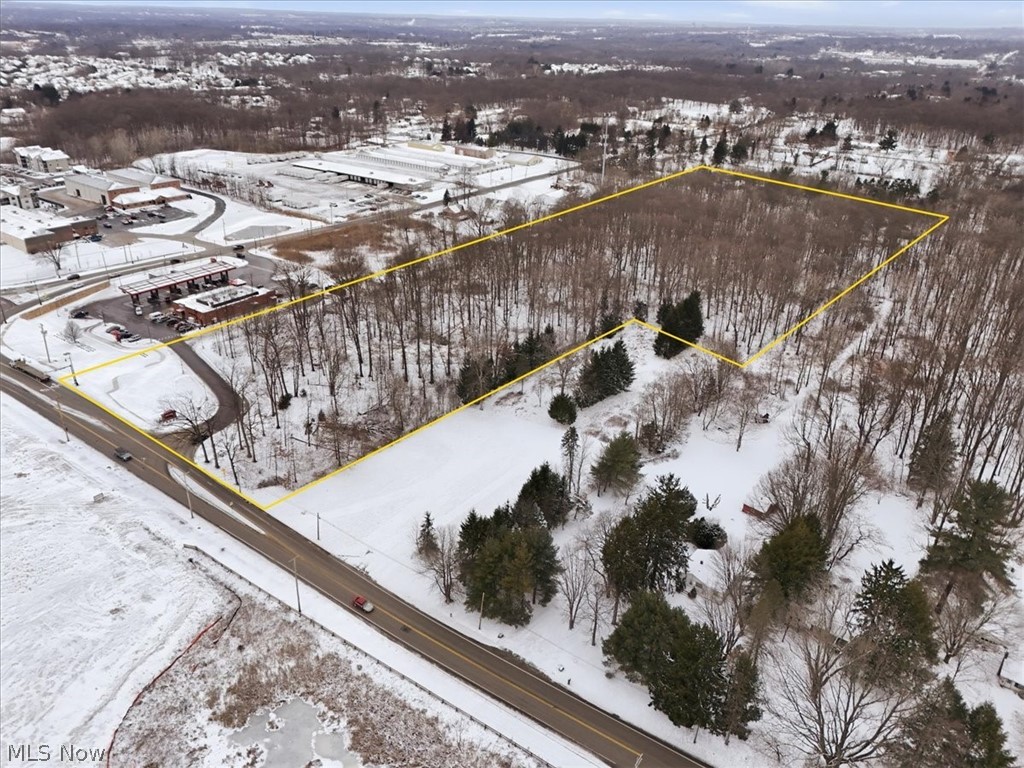 East Turkeyfoot Lake Road Green, OH 44312 - Photo 11 of 15 Snowy aerial view with property boundaries highlighted