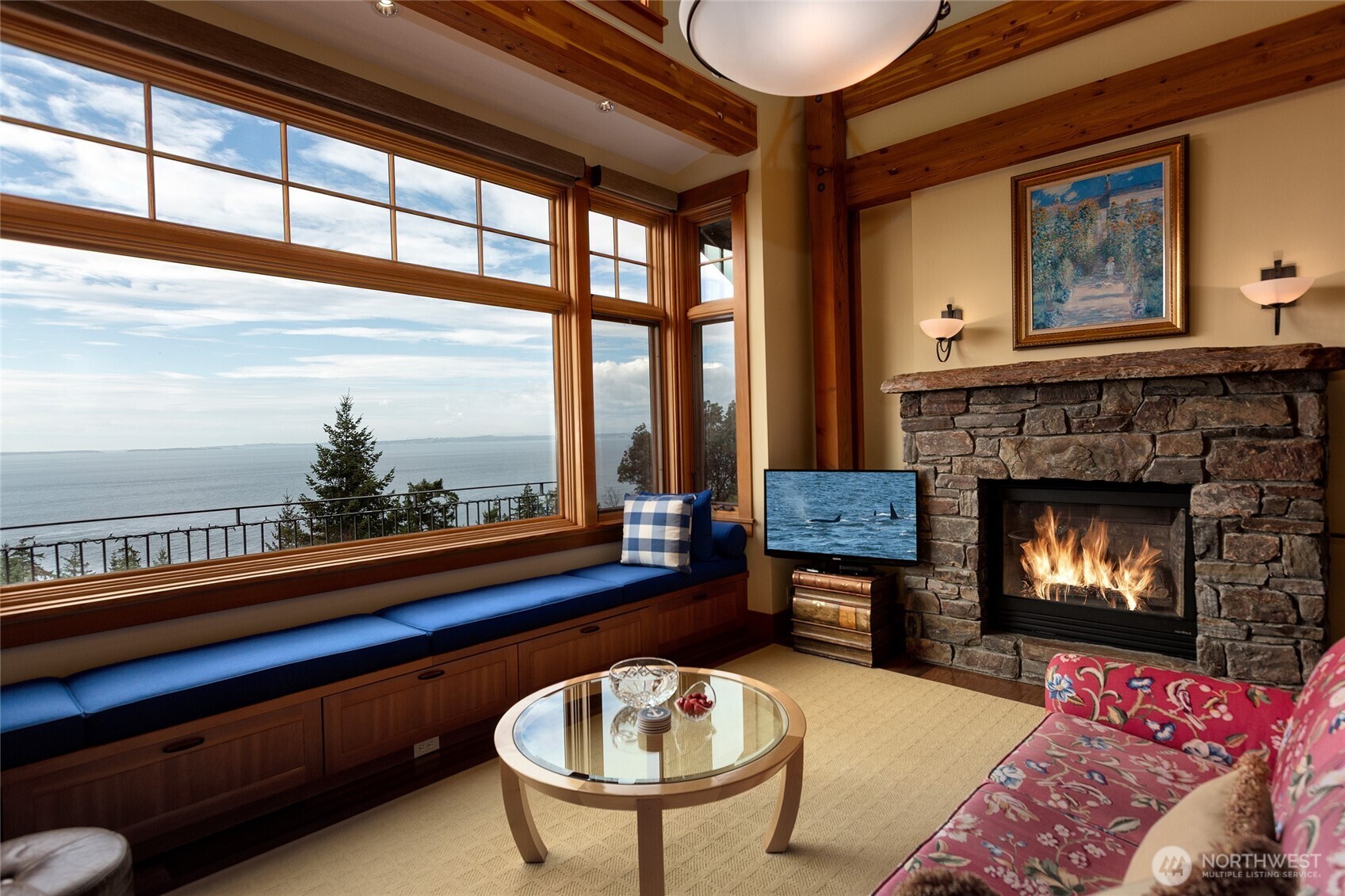 260 West Side Road Friday Harbor, WA 98250 - Photo 15 of 40 a living room with furniture a window and a fireplace