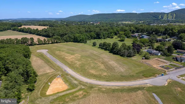 a view of a lake in middle of the town