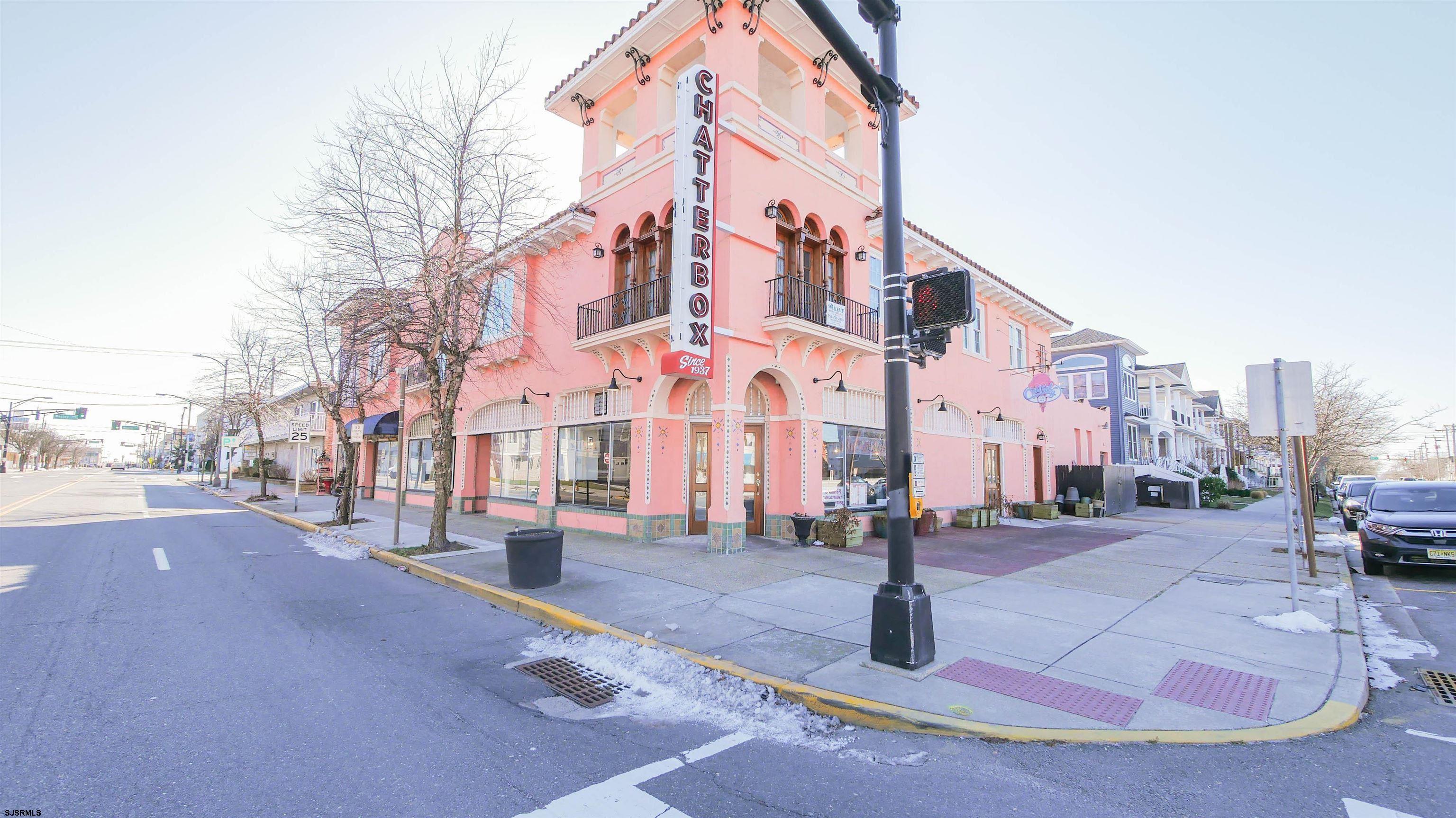 a building with view of building in front of it