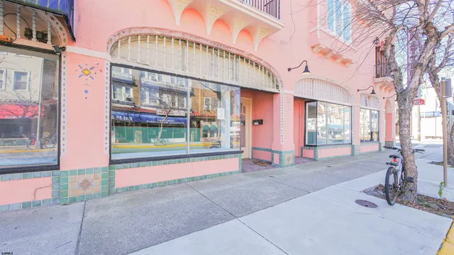 a view of a building with a bench