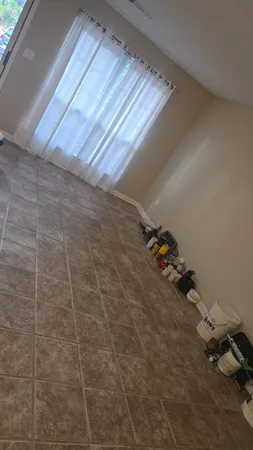 a view of a room with rack on the wall