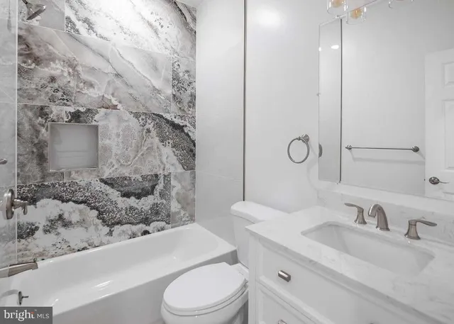 a bathroom with a bathtub