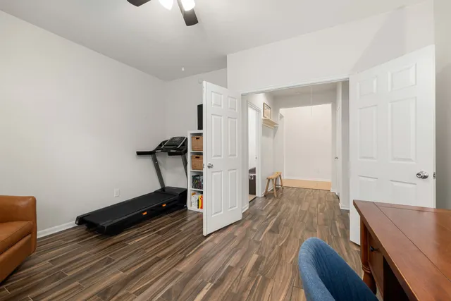 a view of a room with gym equipment