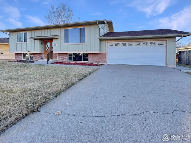 a view of a house with backyard and garage