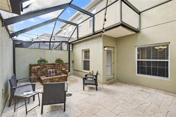 a view of an outdoor space with seating area