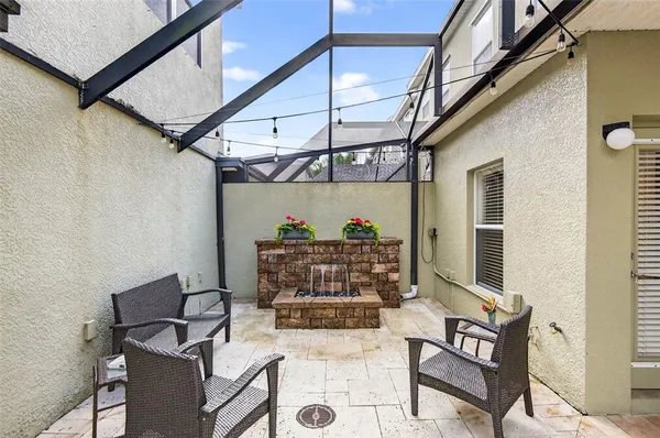 a outdoor living space with furniture