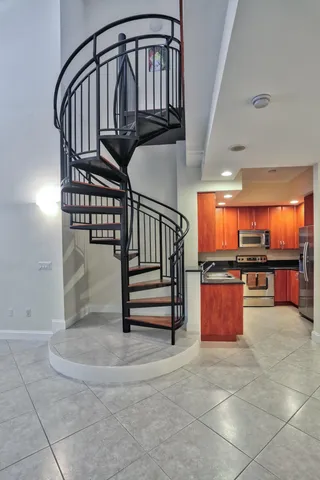 a view of a balcony with city view