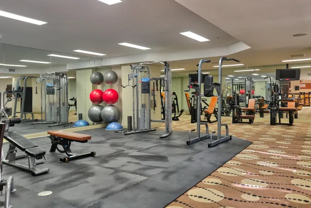 a view of a room with gym equipment