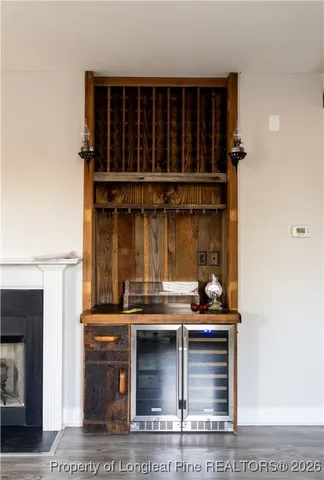 a view of kitchen with wooden floor