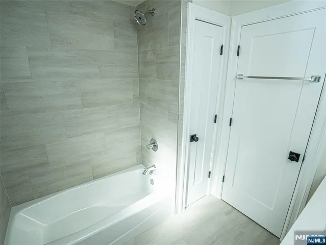 a bathroom with a bathtub