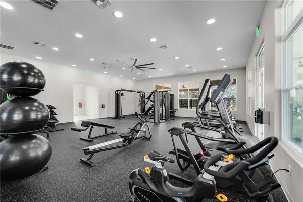 a view of a room with gym equipment