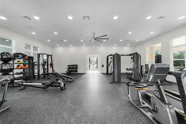 a view of a room with gym equipment