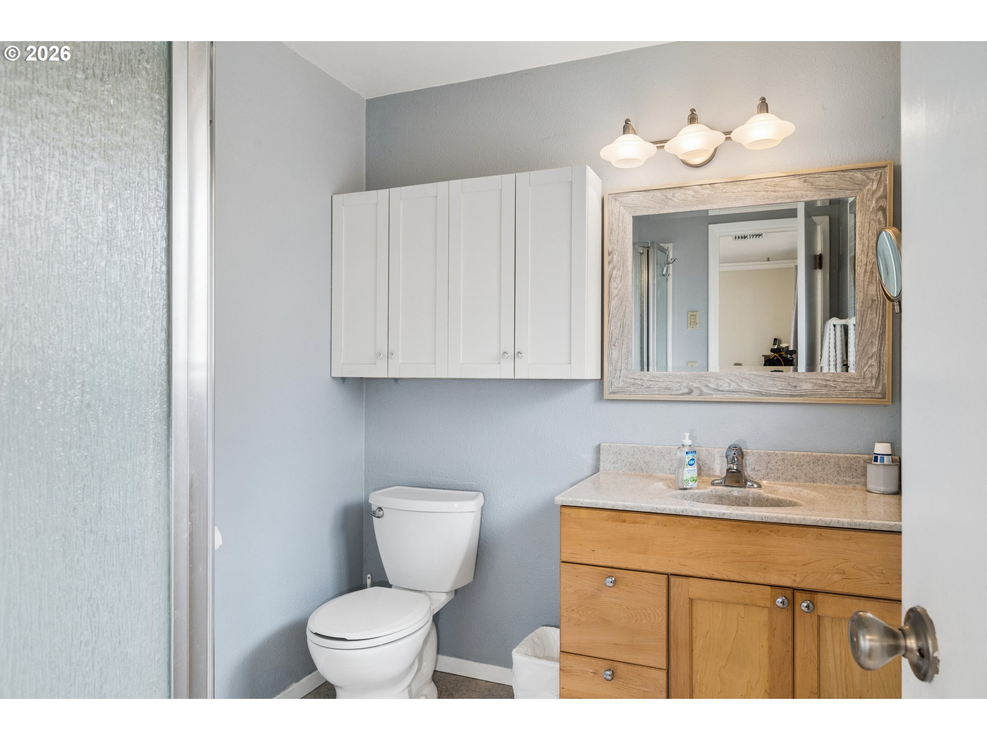 420 Riverview Boulevard Springfield, OR 97477 - Photo 14 of 28 a bathroom with a granite countertop sink and a toilet